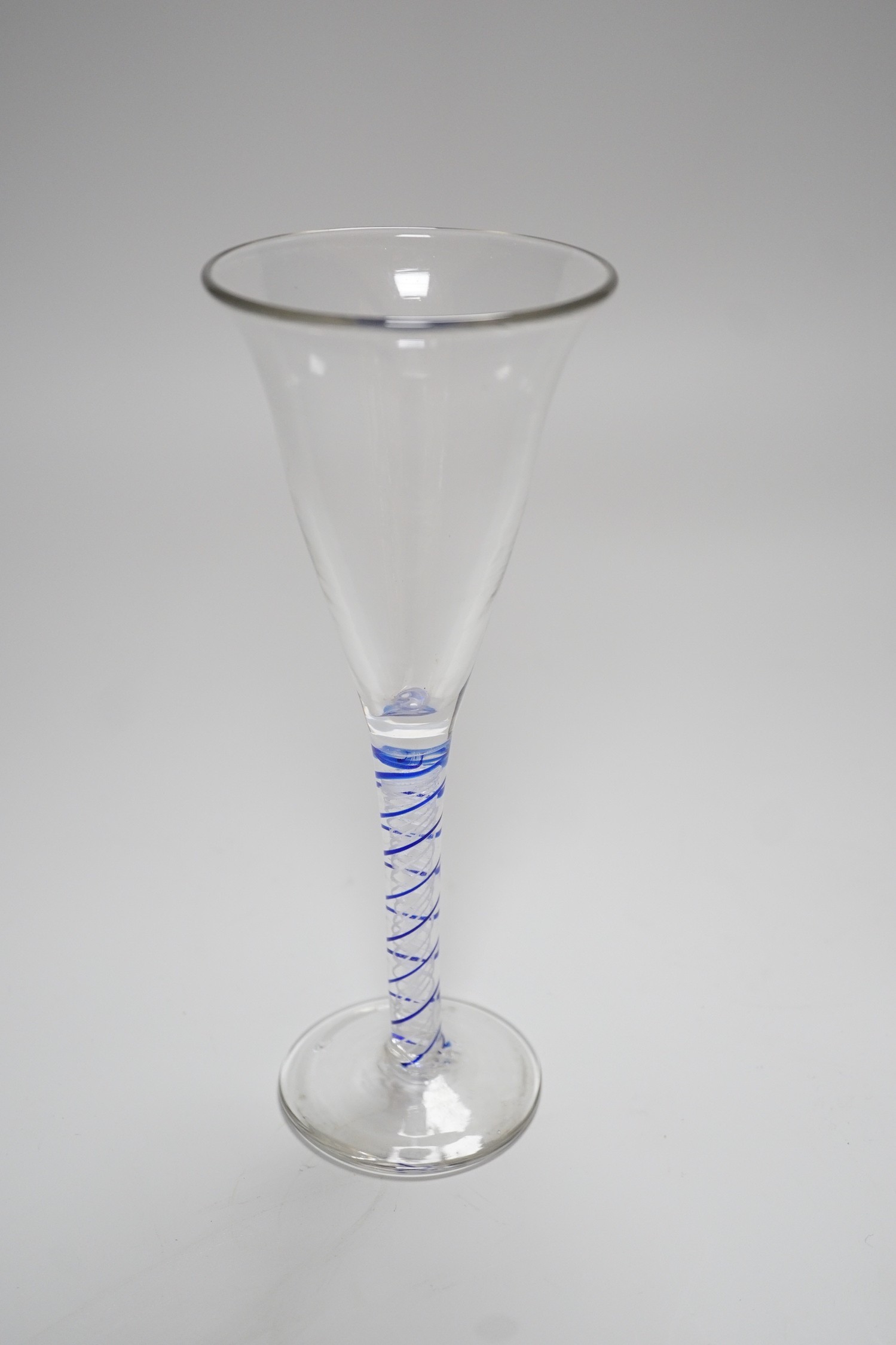 A Dutch colour twist stem wine glass, c.1900, 21.5cm
